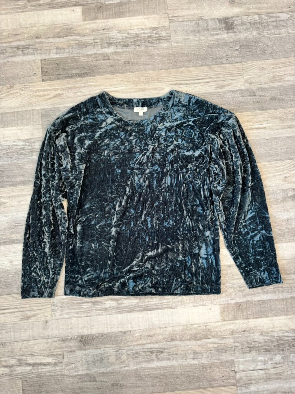 Umgee Blue Velvet Long Sleeve Tunic Top Size Large N13